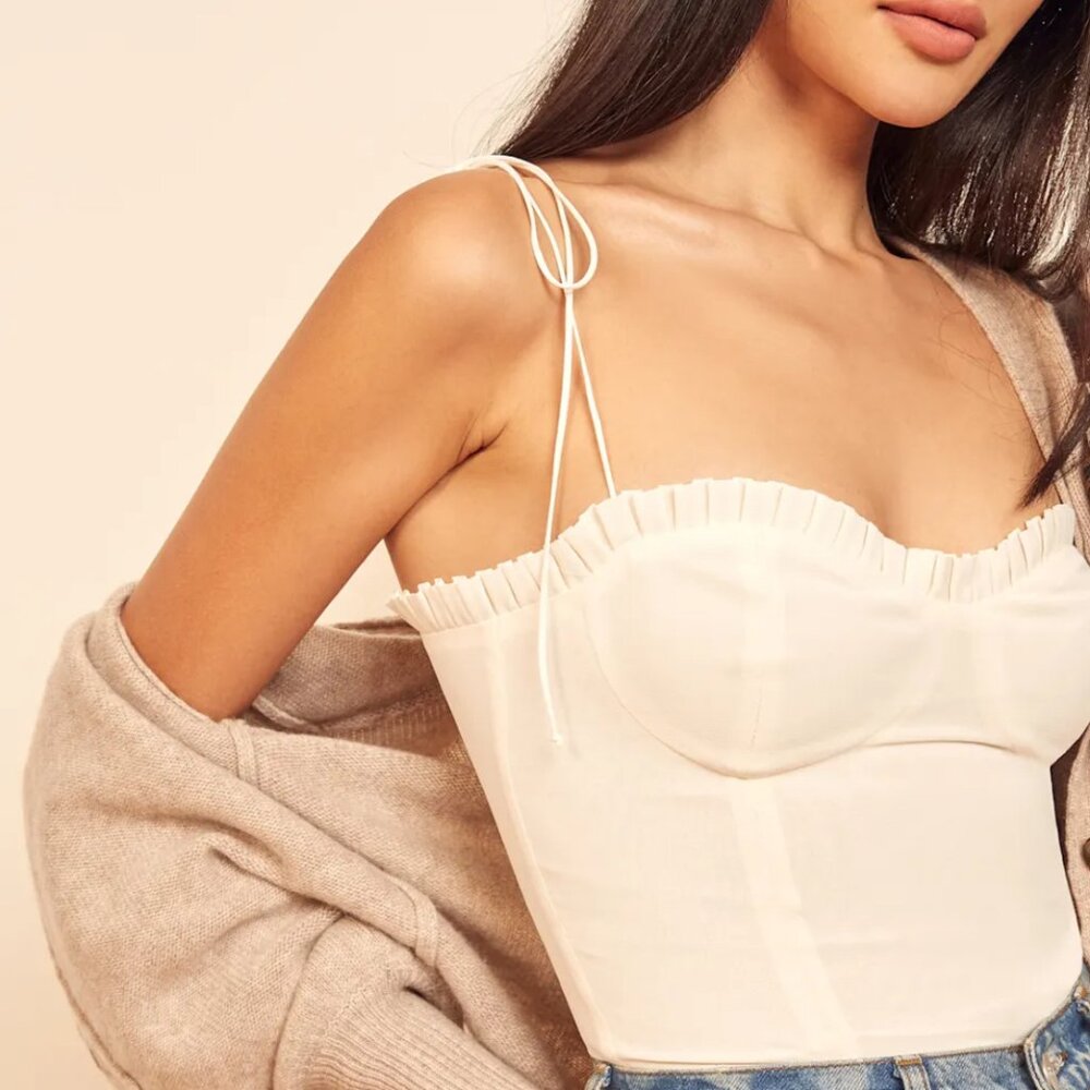 Reformation - Novena Top (Ruffle Corset, Ivory) - Size 4 - NWOT